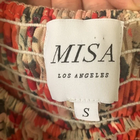 MISA Los Angeles Asra Red Floral Puff Sleeve Dress | US S - Picture 10 of 12